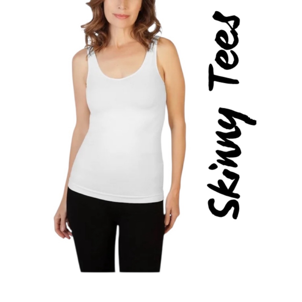 Skinny Tees Basic White Tank Top One Size